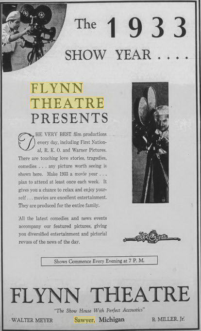 Flynn Theatre - 31 Dec 1932 Ad (newer photo)